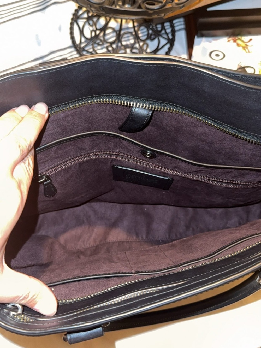 Coach Black Leather Tote Bag - Picture 3 of 4